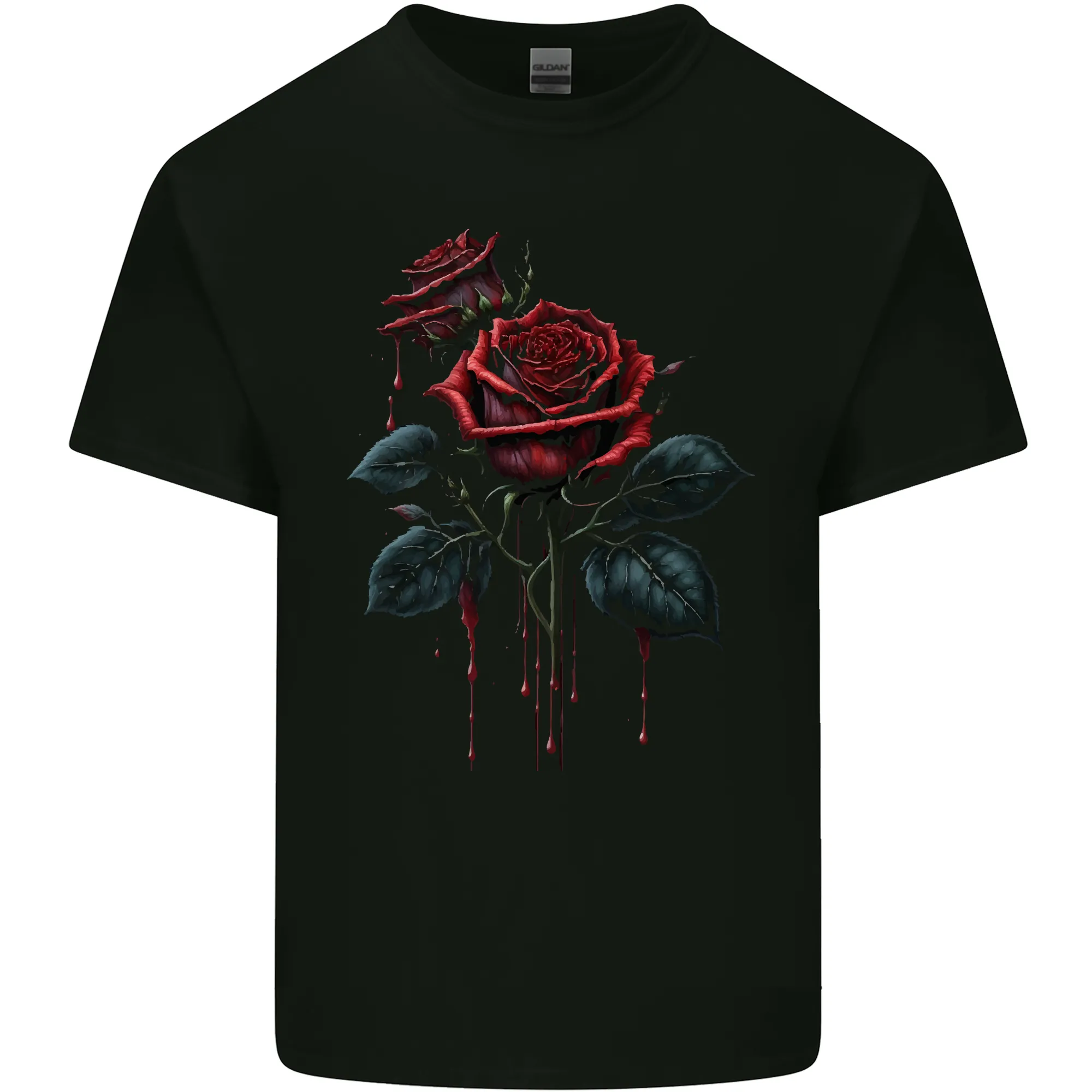 2 Roses Dripping With Blood Gothic Goth Kids T-Shirt Childrens