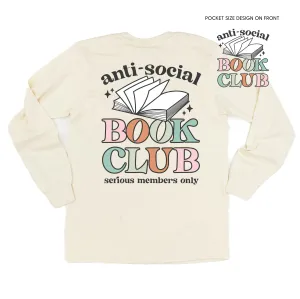 Anti-Social Book Club (Pocket on Front / Full Size on Back) - LONG SLEEVE COMFORT COLORS TEE