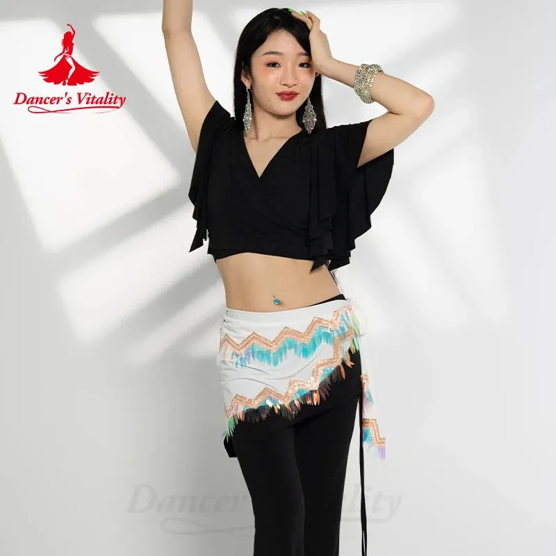 Belly Dance Costume Set for Women Short Sleeves Top cotton Split Trouses 2pcs Oriental Belly Dancing Professional Outfit