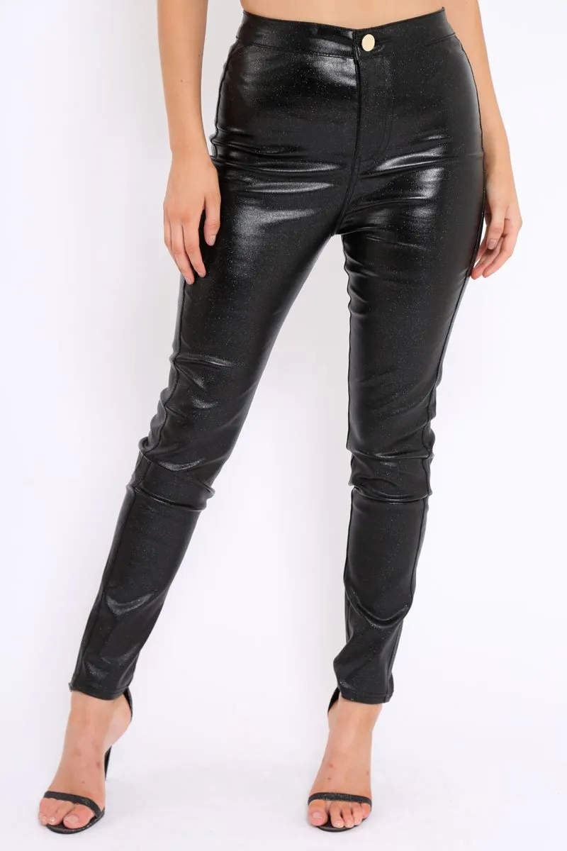 Black Metallic Skinny Jeans - Izabela