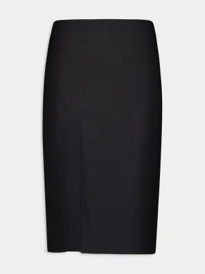 Black Pencil Wool Skirt