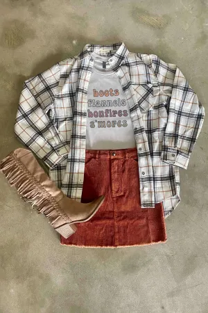 Bonfires Flannels Boots Smores Graphic Tee