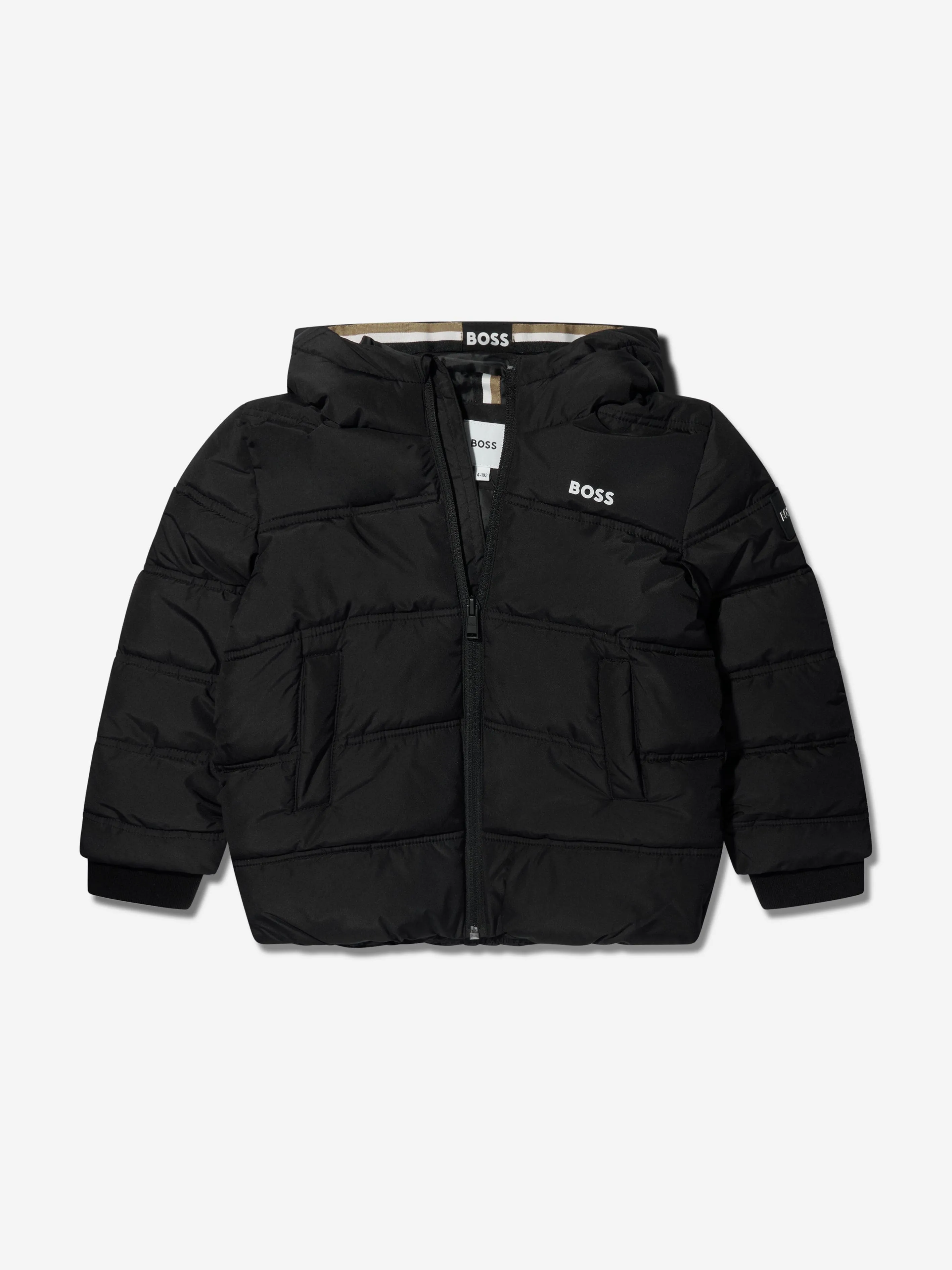 BOSS Boys Puffer Jacket in Black