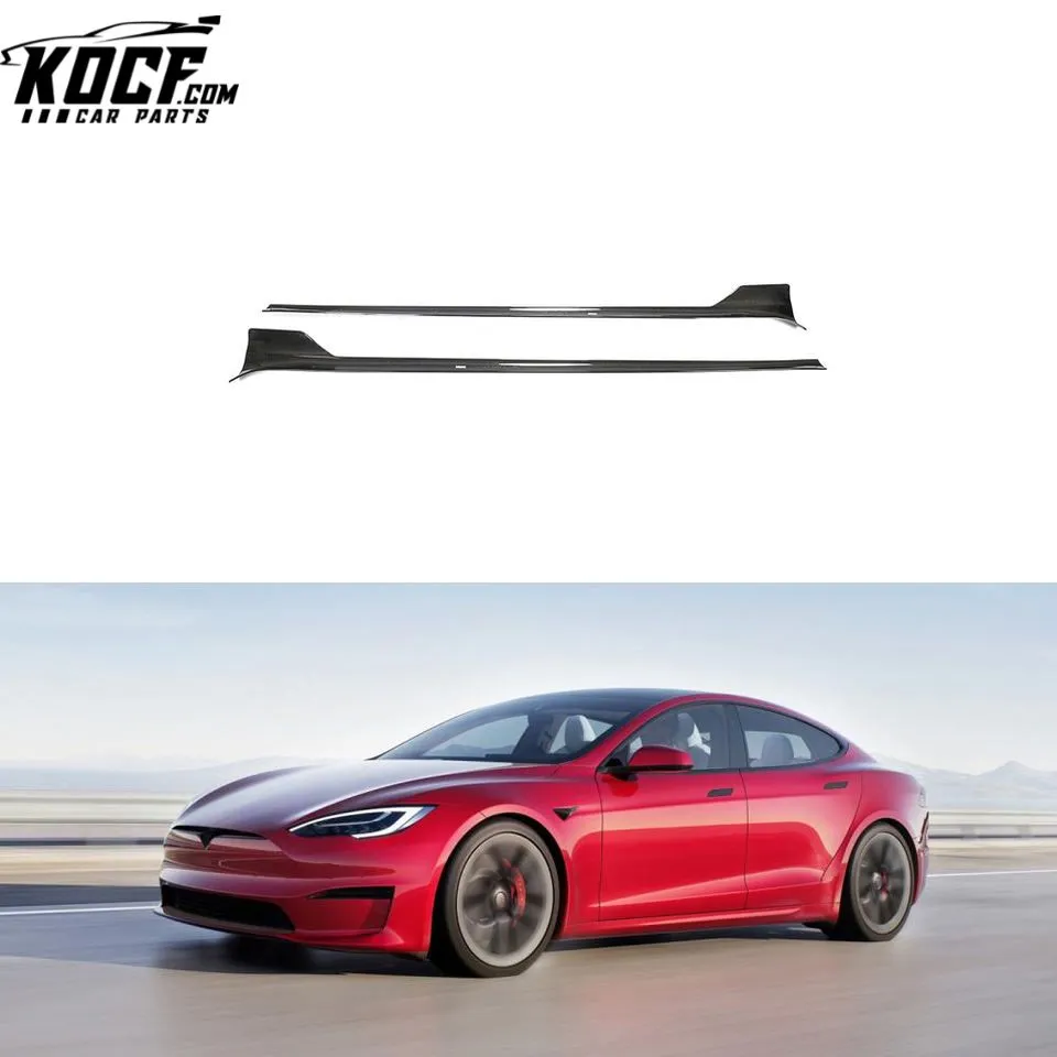 Carbon Fiber Model S Side Skirts Extension for Tesla Model S Plaid 4-Door Electric 2021-2023