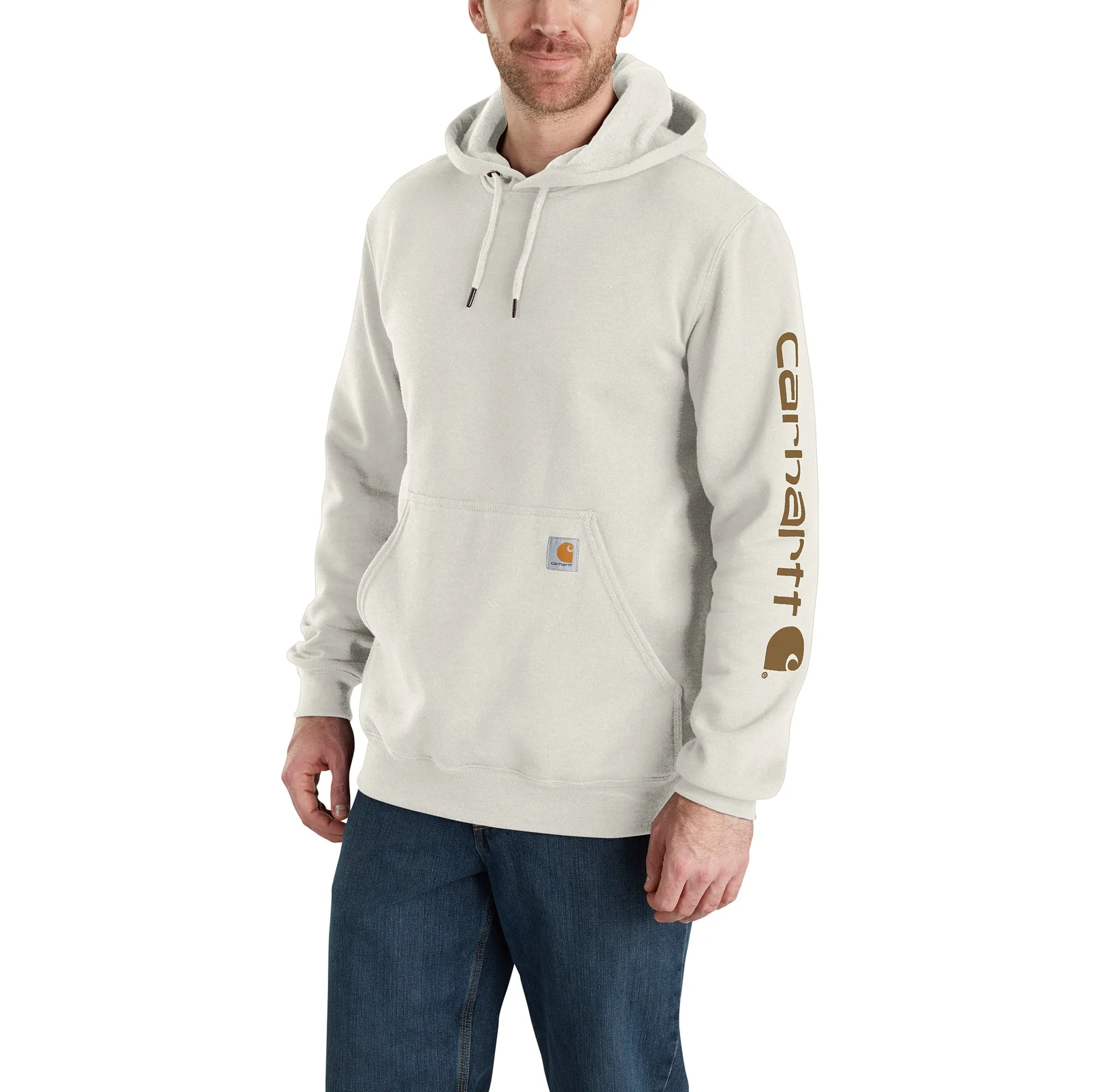 Carhartt Men's Signature Logo Hooded Pullover Sweatshirt_Malt