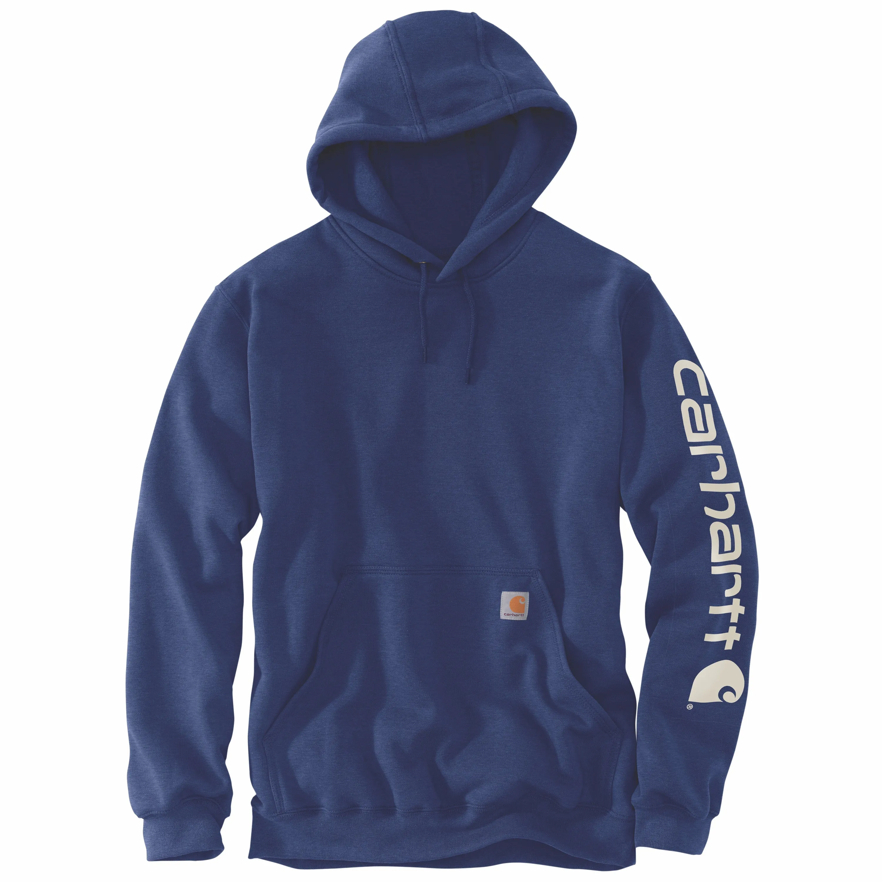 Carhartt Men's Signature Logo Hooded Pullover Sweatshirt_Scout Blue Heather