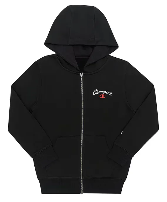 CHAMPION JUNIOR GRAPHIC FULL-ZIP BLACK HOODIE