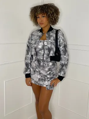 Co-Ord & Bomber Jacket Set - Grey Marble