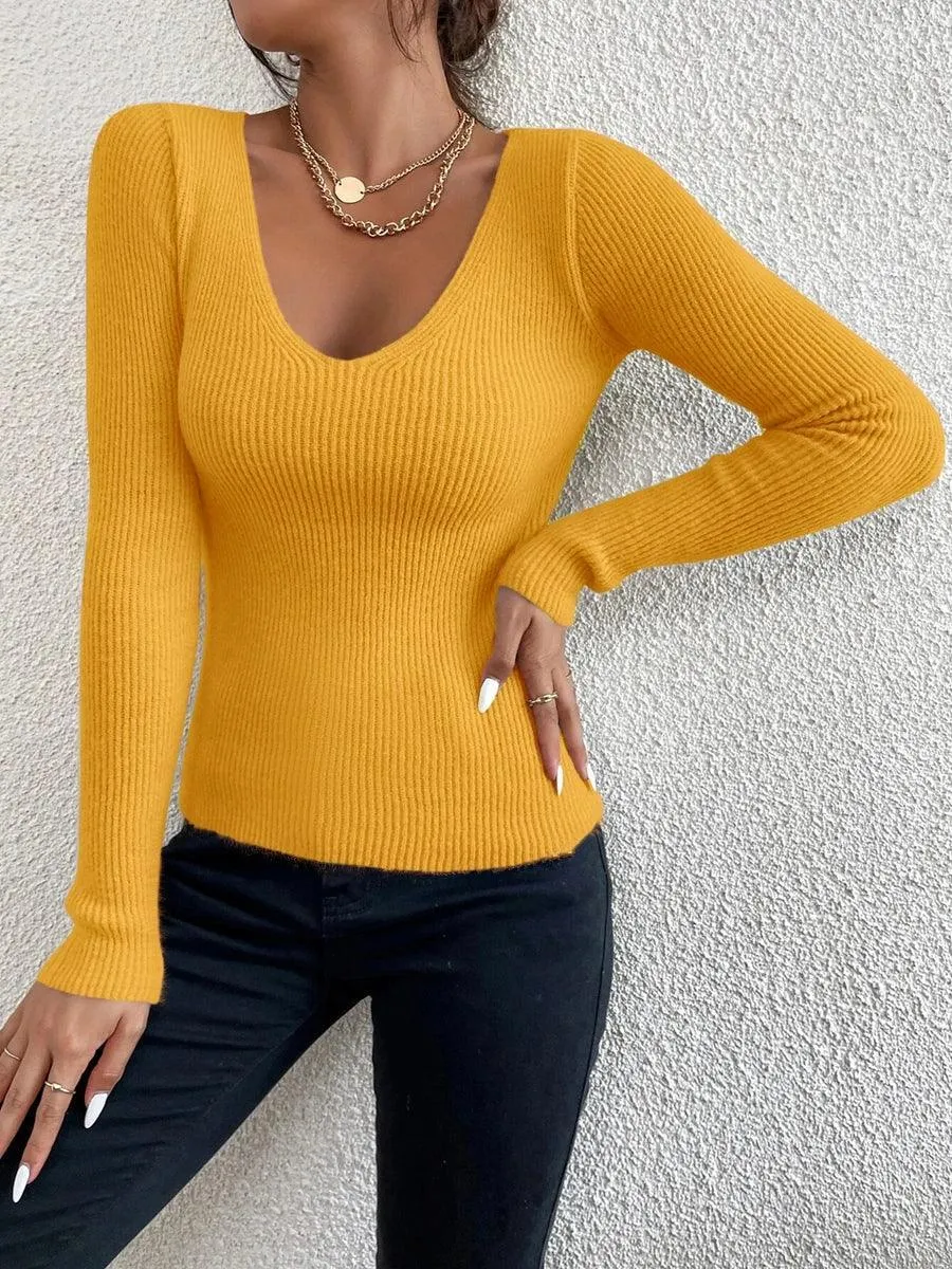 Cozy V Neck Pullover Sweater: Effortless Winter/Spring Style