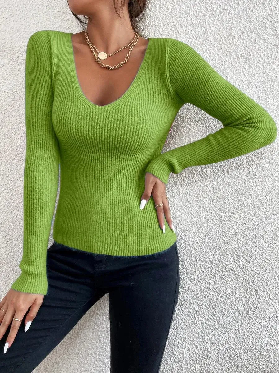 Cozy V Neck Pullover Sweater: Effortless Winter/Spring Style