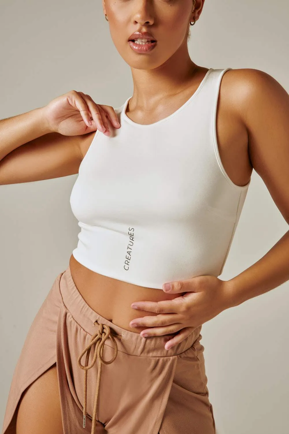 Creatures Crop Top - White