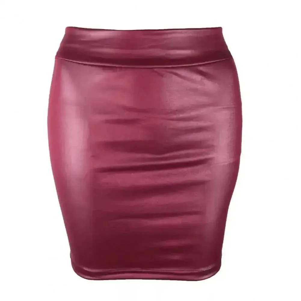 Elegant Faux Leather High Waist Mini Skirt by SANWOOD