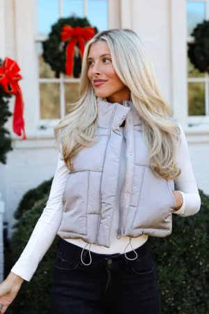 First Frost Light Grey Puffer Vest - DOORBUSTER