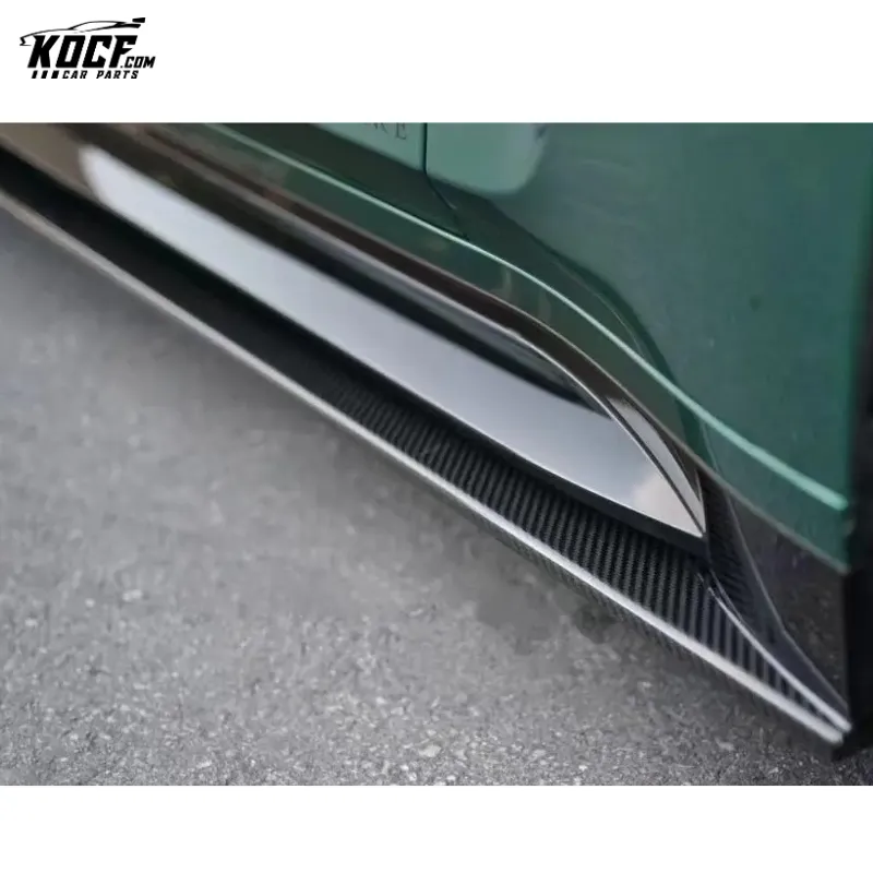 Flat Shape Carbon Fiber Side Skirts Extensions Rocker Panel For BMW G80 M3 G82 M4 2020 