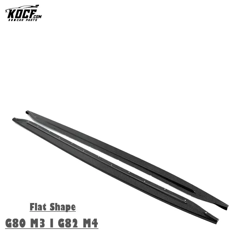 Flat Shape Carbon Fiber Side Skirts Extensions Rocker Panel For BMW G80 M3 G82 M4 2020 