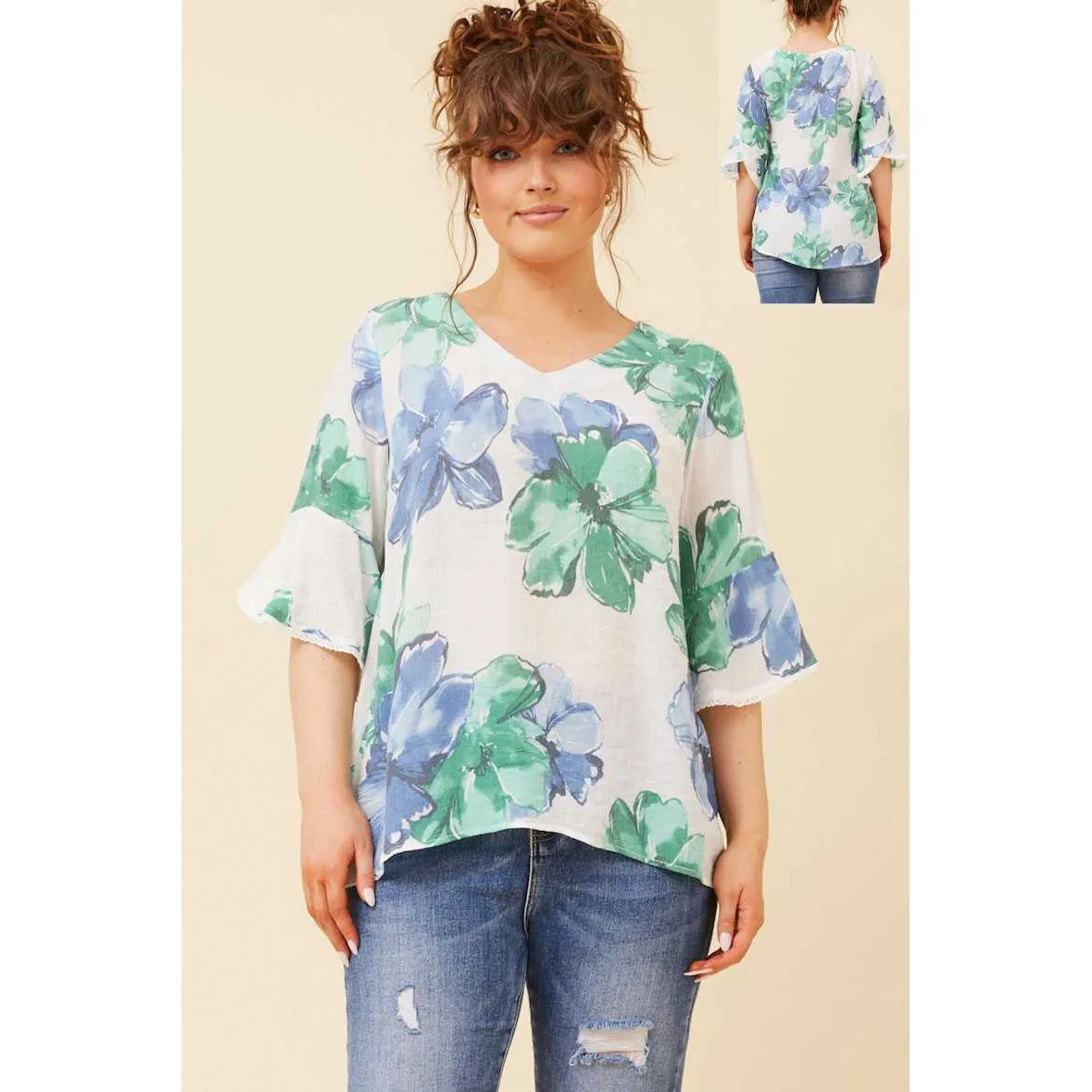 Floral Printed Top - Multi White