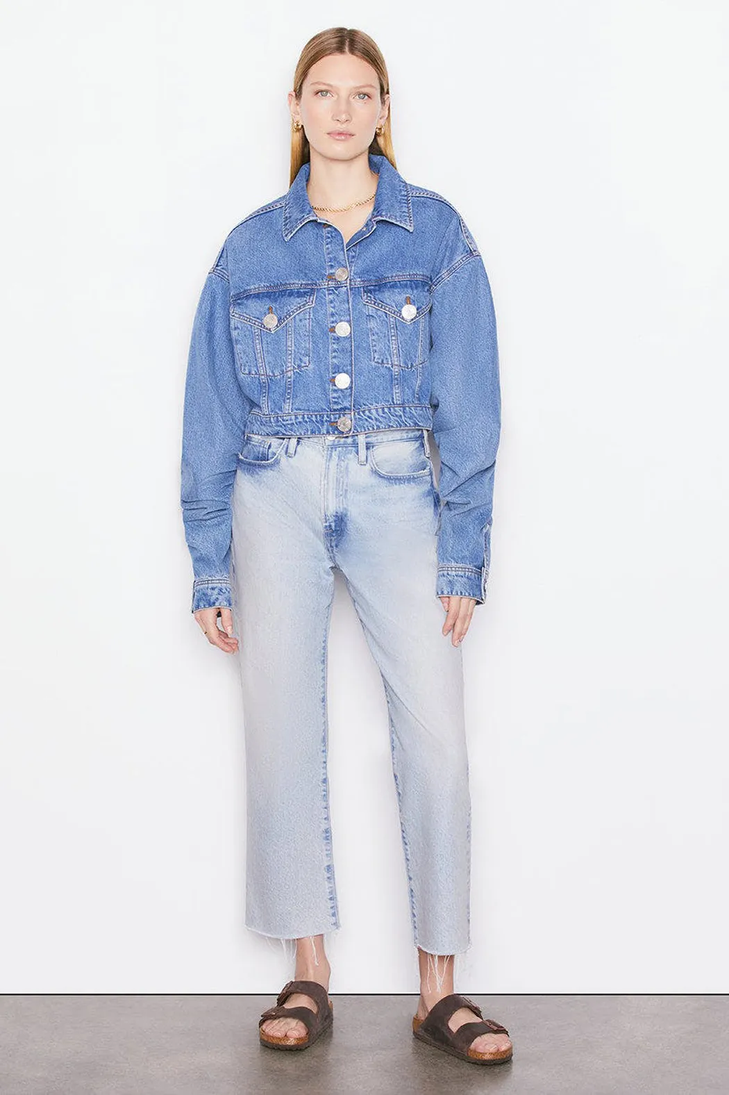 Frame - Ruched Sleeve Denim Jacket