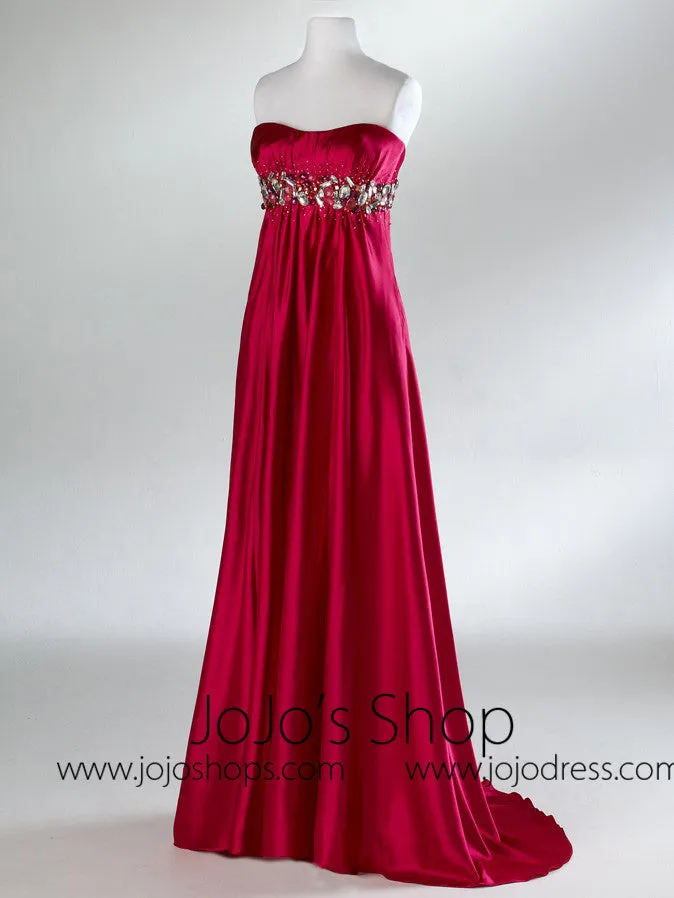 Fuschia Empire Strapless Evening Formal Prom Dress HB2017A