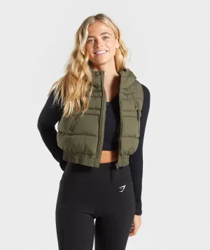 Gymshark Essential Crop Gilet - Khaki