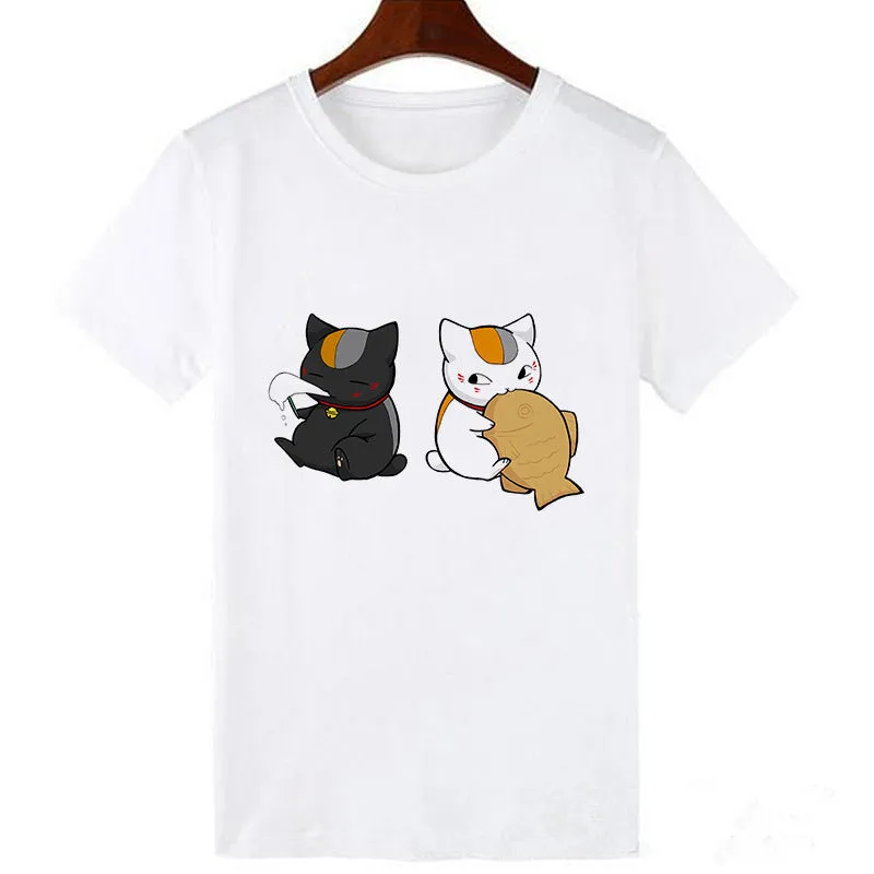 Horro Skull and Cat Femal Tshirt Top Tees kawai T-shirt