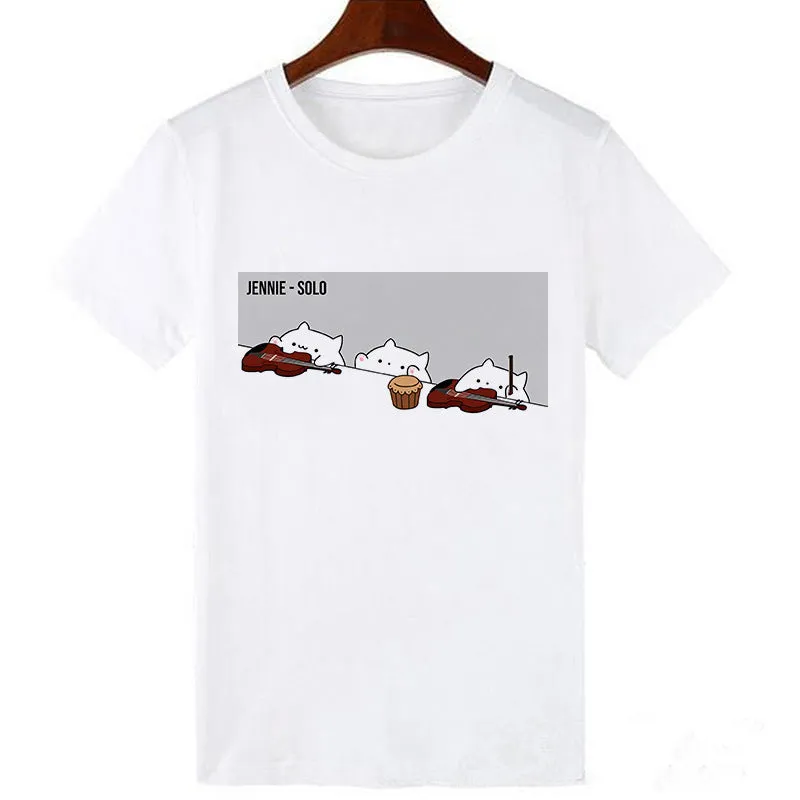 Horro Skull and Cat Femal Tshirt Top Tees kawai T-shirt