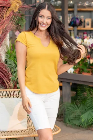 Karley V Neck Fitted Tee - Marigold