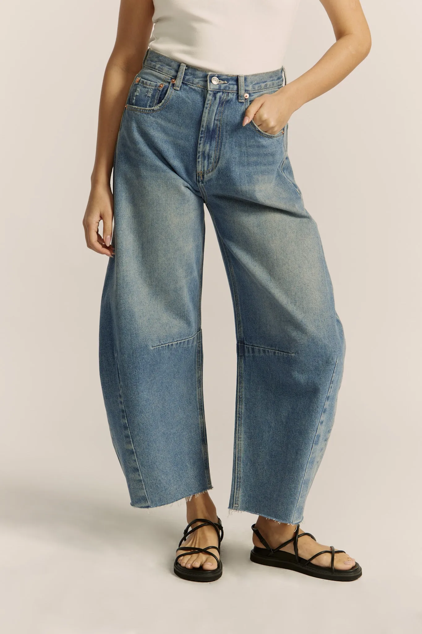 Kenny Blue Denim Barrel Jeans