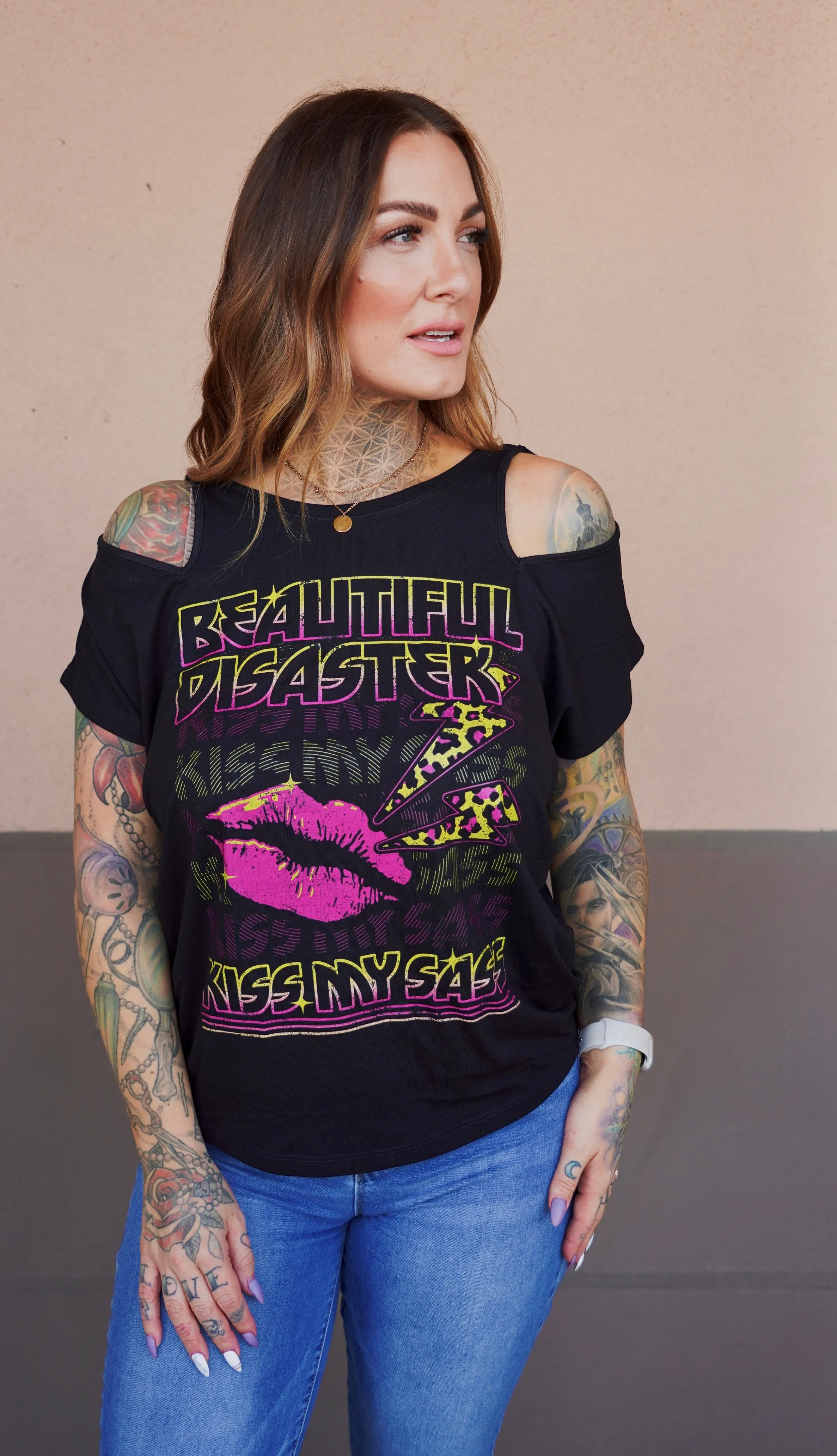 Kiss My Sass Cold Shoulder Tee