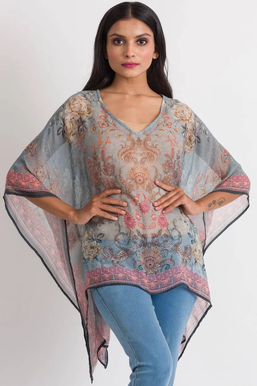 Kumari Cupro Tops: Sky Blue Multi