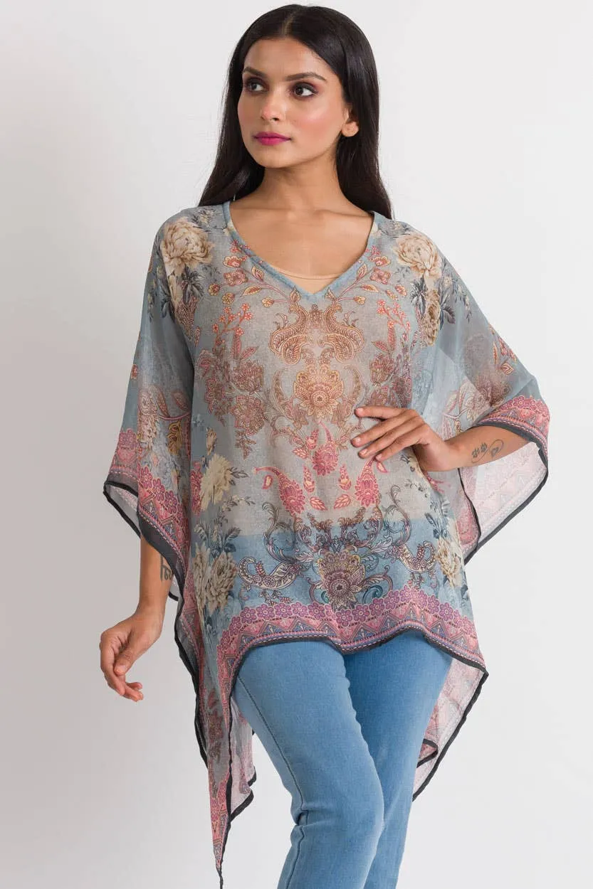 Kumari Cupro Tops: Sky Blue Multi