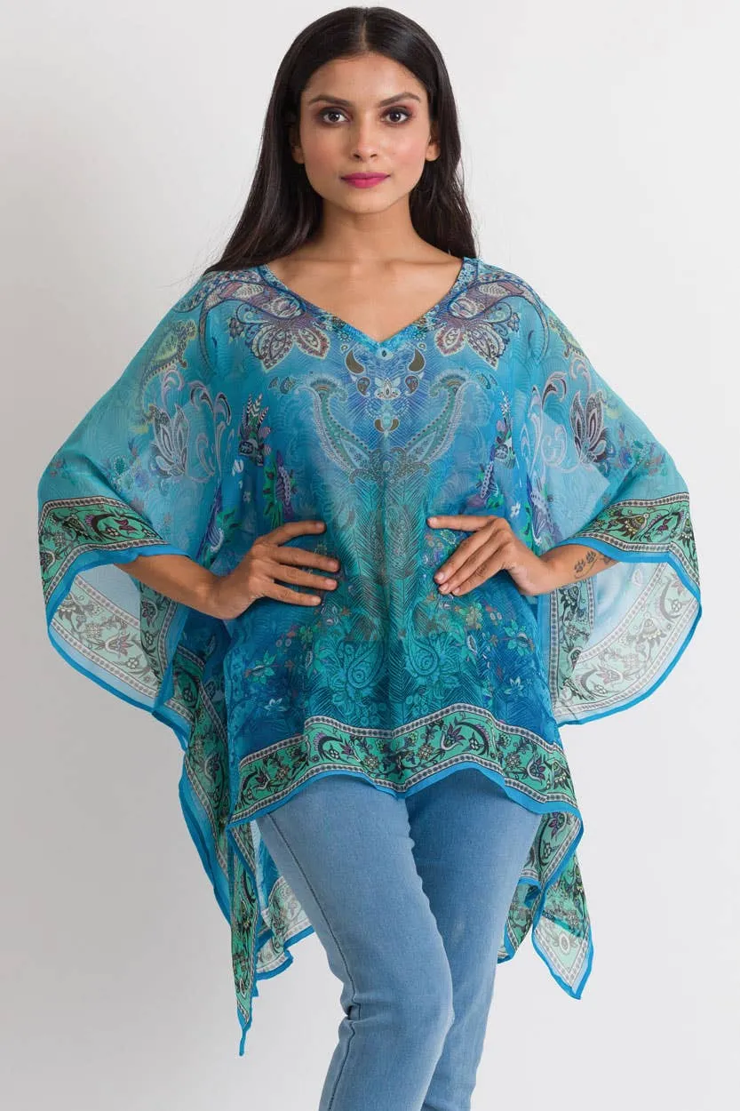 Kumari Cupro Tops: Sky Blue Multi