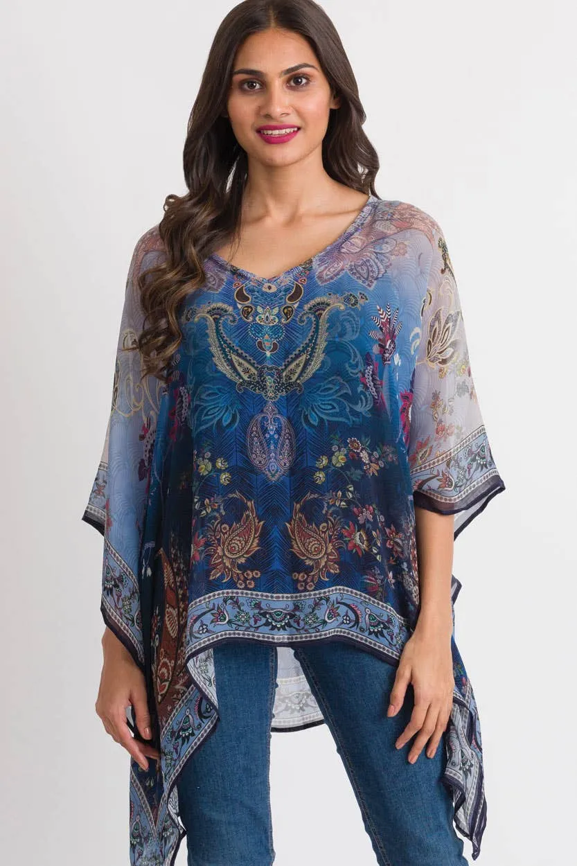 Kumari Cupro Tops: Sky Blue Multi