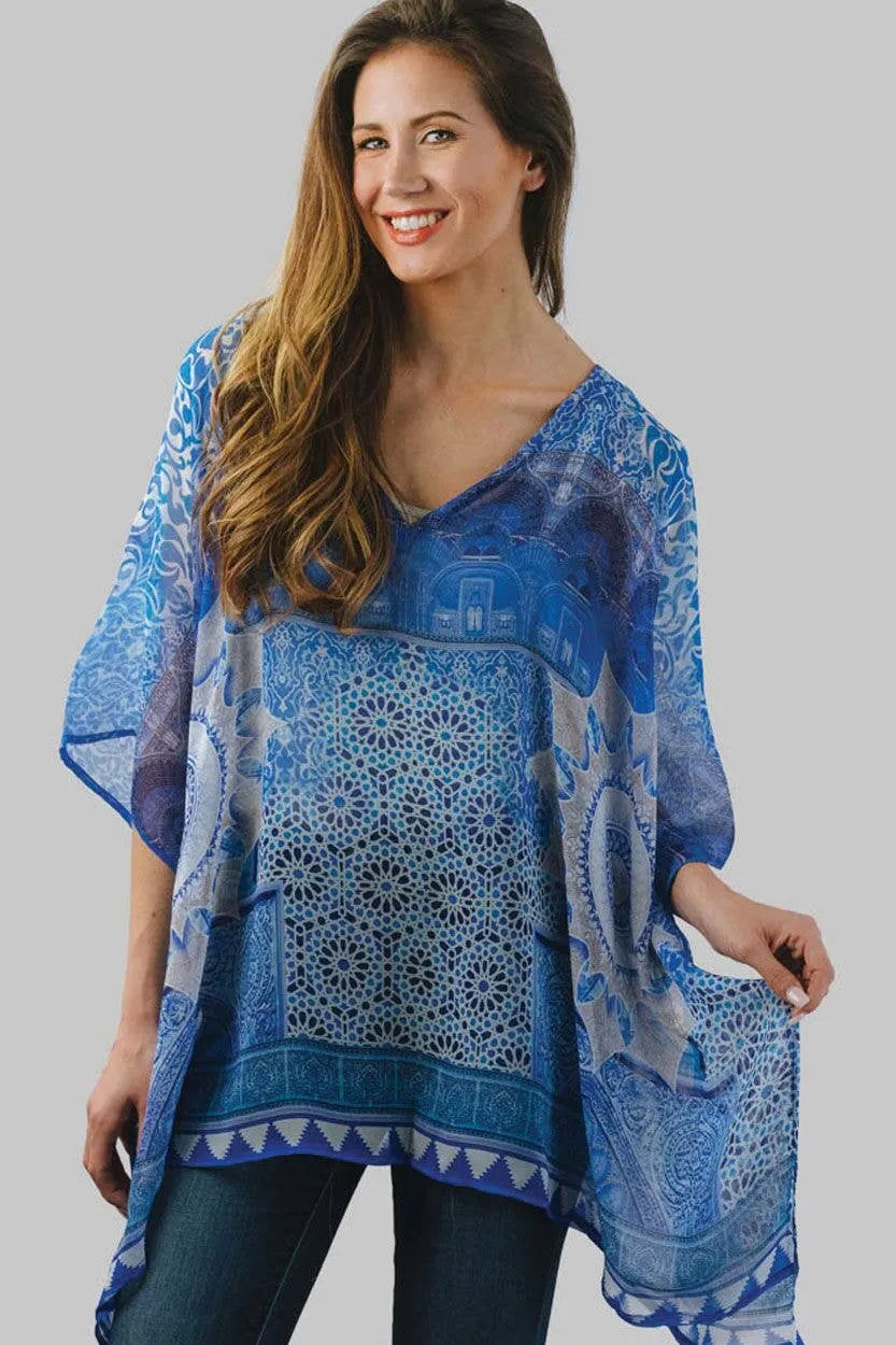 Kumari Cupro Tops: Sky Blue Multi