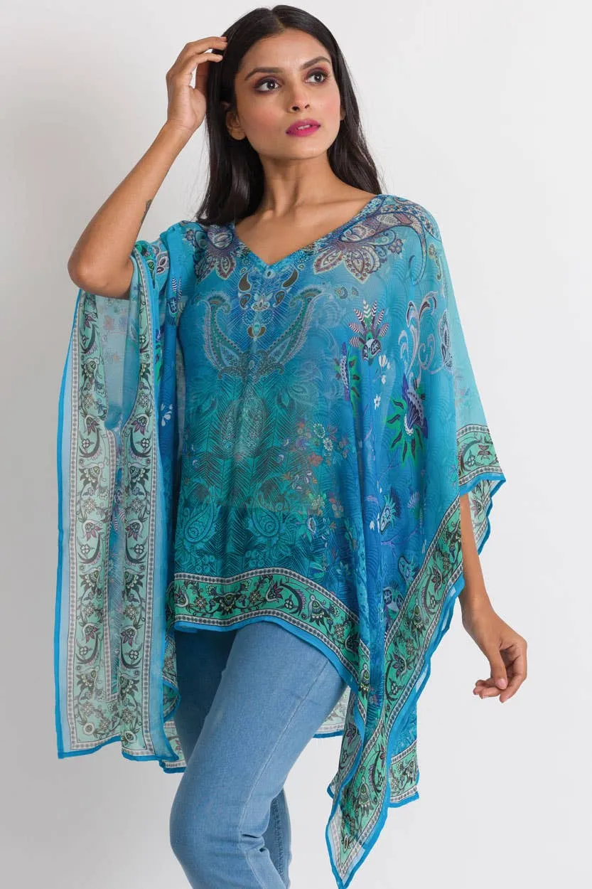 Kumari Cupro Tops: Sky Blue Multi