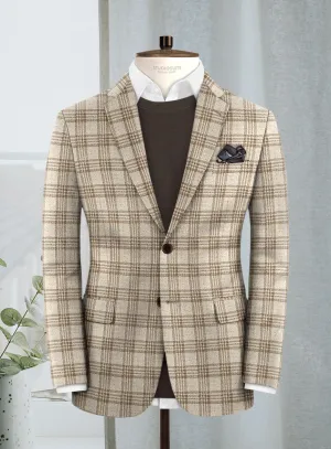 Lanificio Zegna Beige Plaid Alpaca Wool Jacket