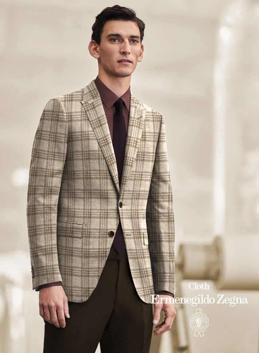 Lanificio Zegna Beige Plaid Alpaca Wool Jacket