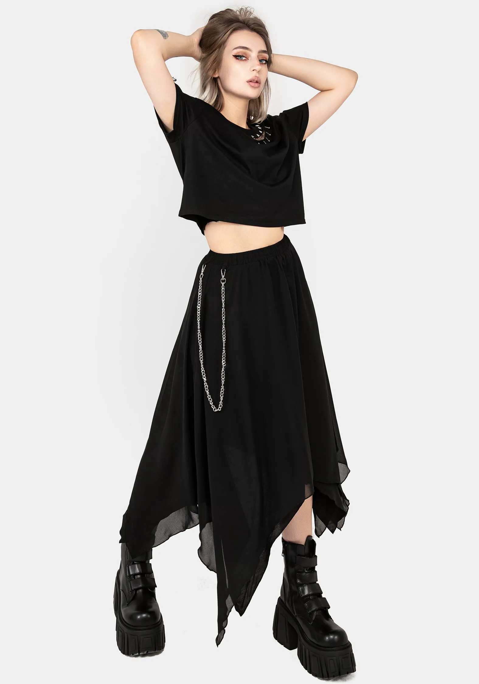 Levitate Chain Detail Midi Skirt