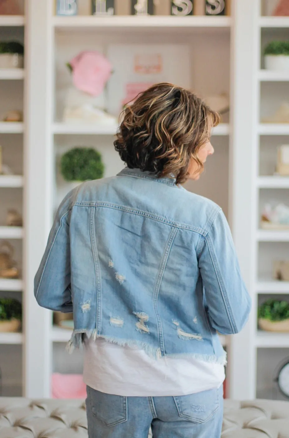 Light Wash Frayed Bottom Jean Jacket