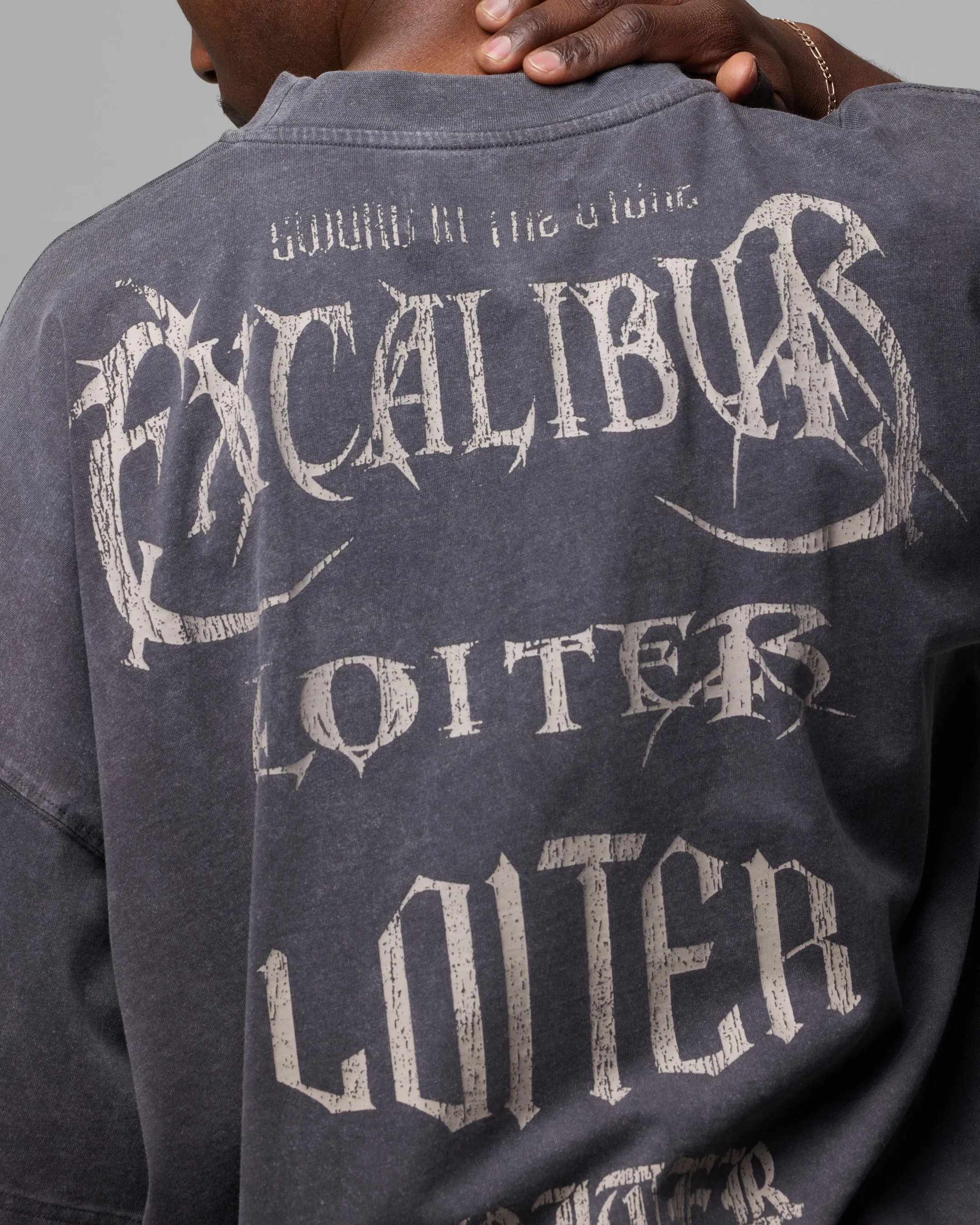 Loiter Excalibur Distressed T-Shirt Washed Black