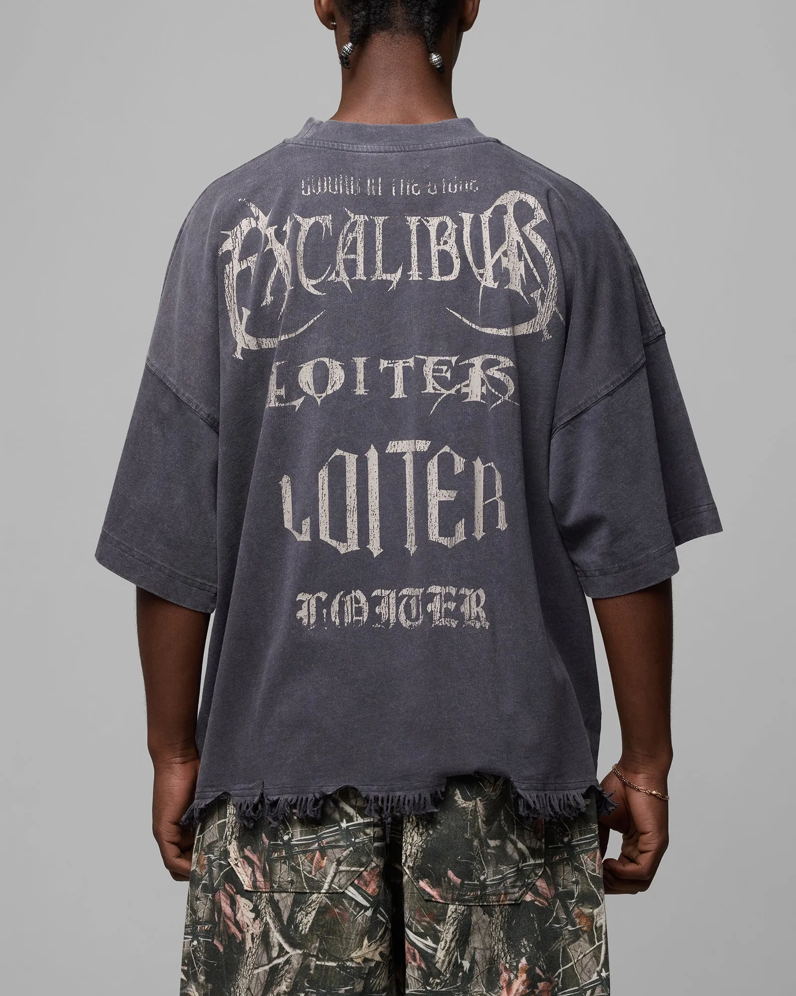 Loiter Excalibur Distressed T-Shirt Washed Black