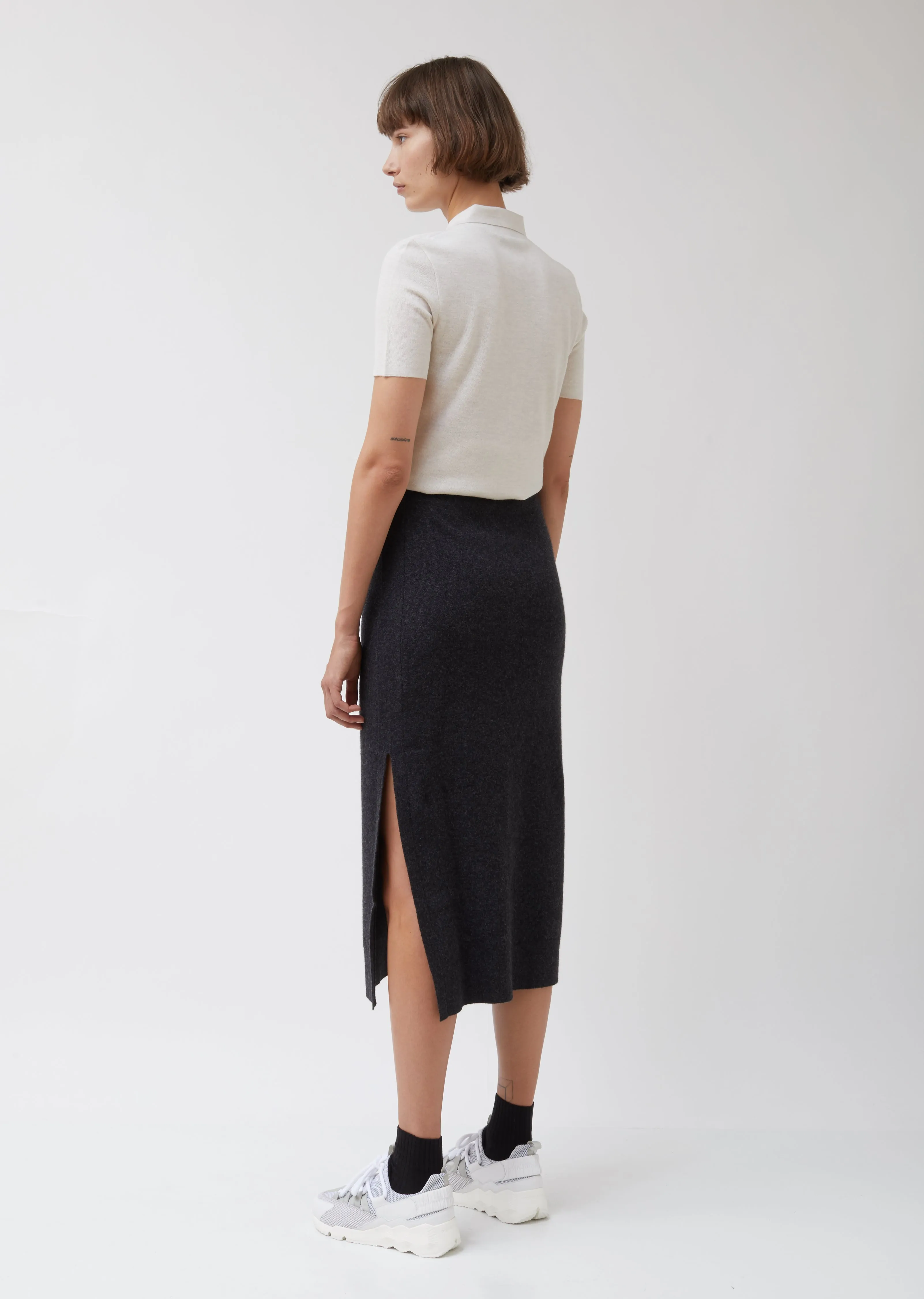 Long Cashmere Wool Pencil Skirt