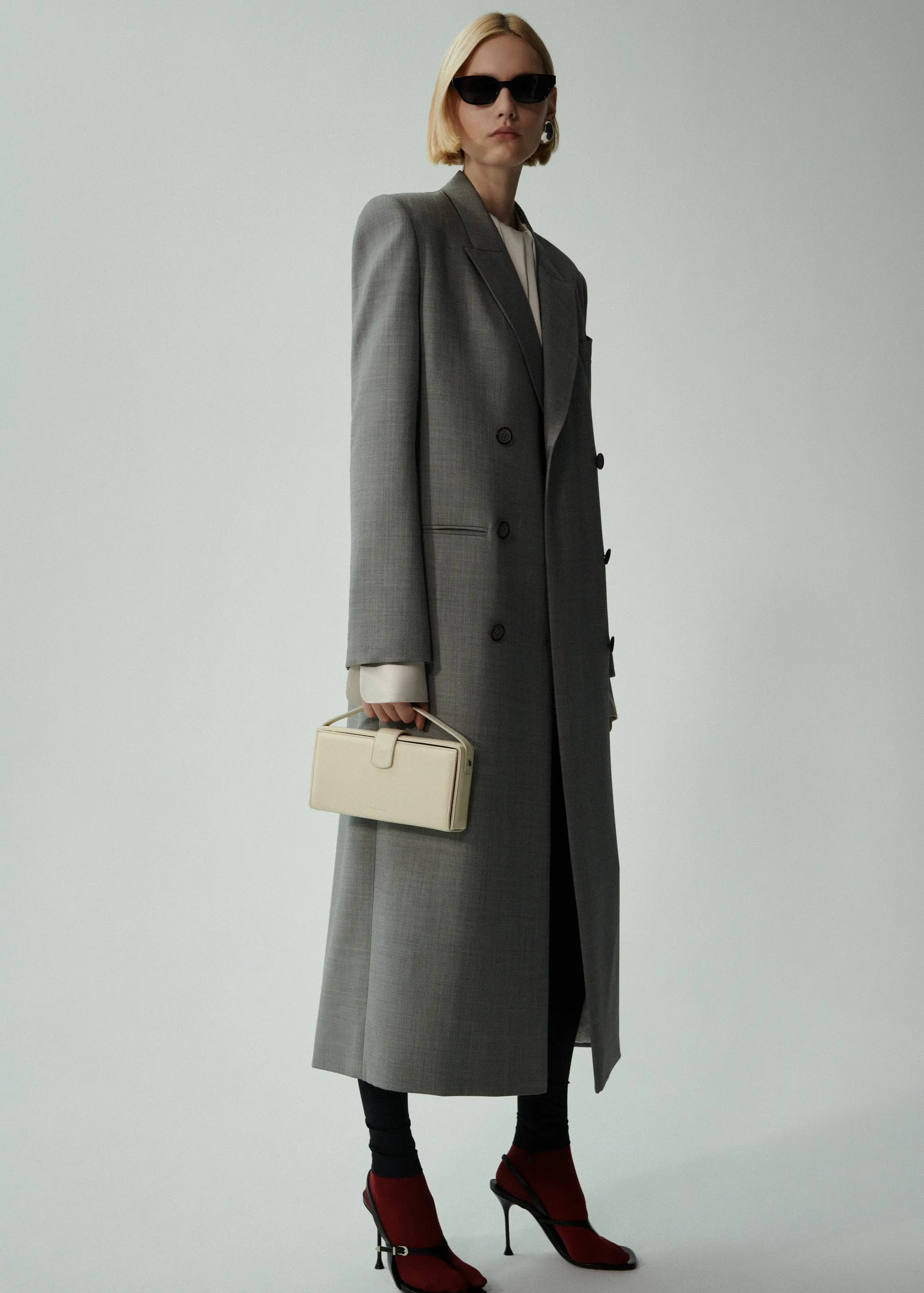 Long classic wool coat in grey