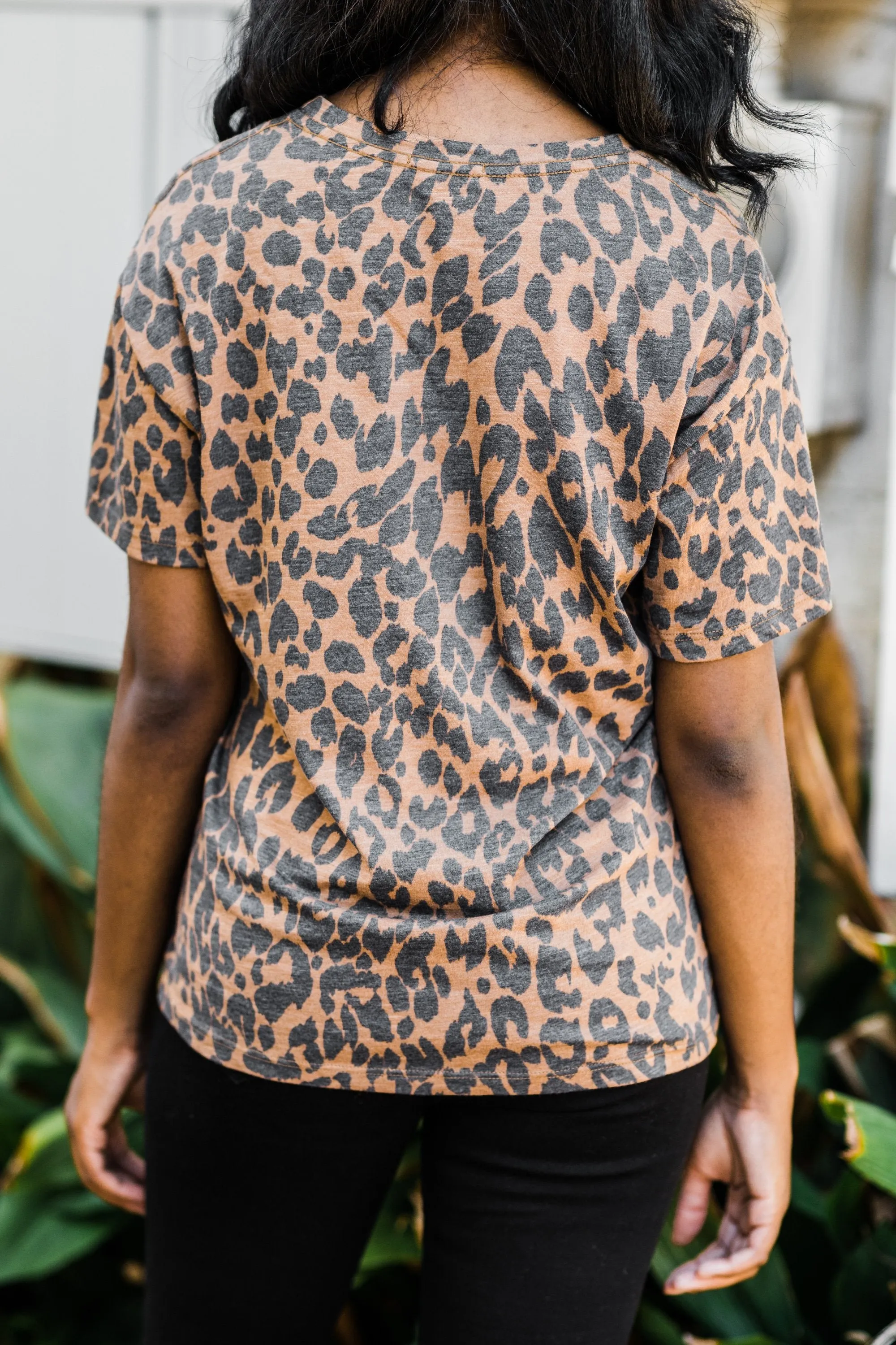 Long Live Rock'n'Roll Brown Leopard Graphic Tee