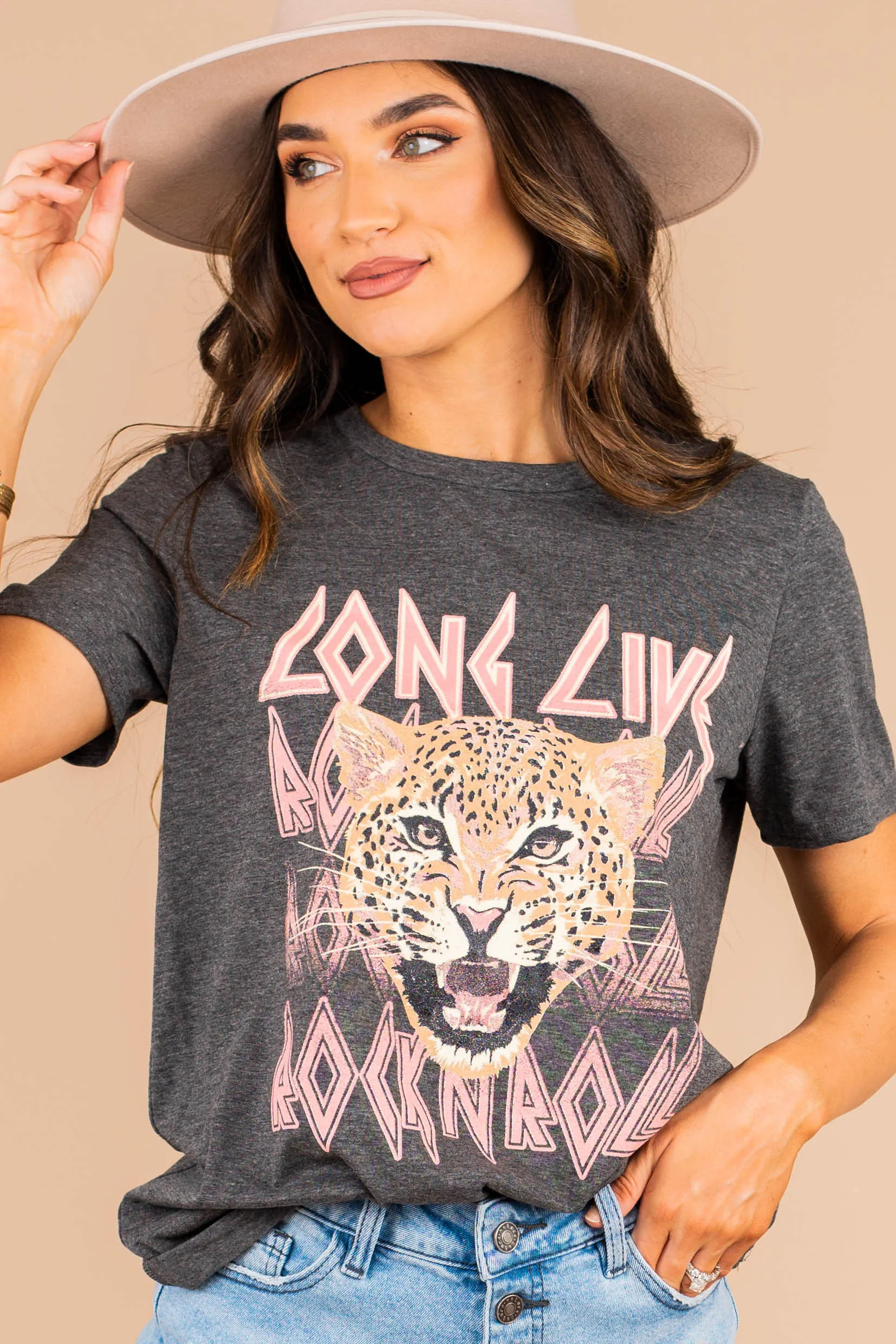 Long Live Rock'n'Roll Charcoal Gray Graphic Tee