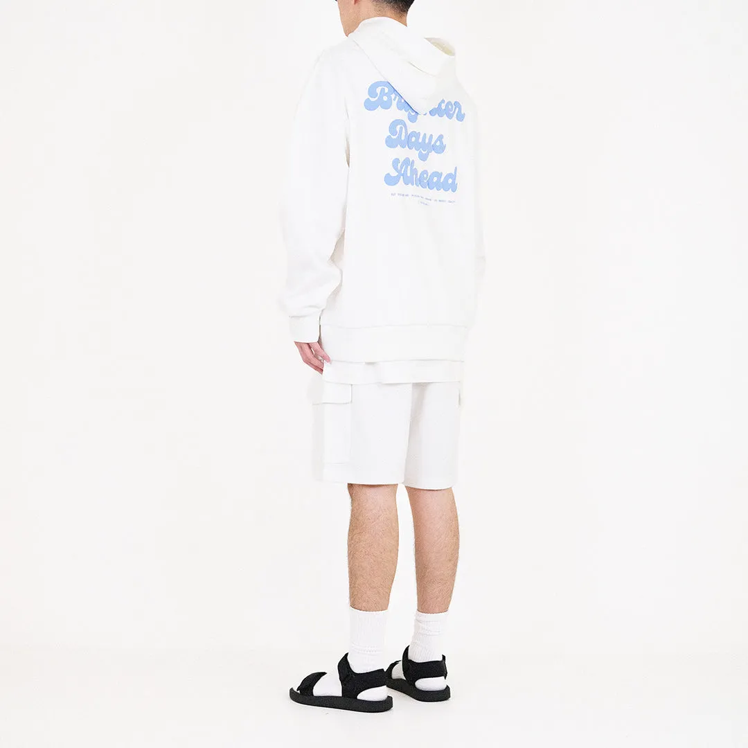 Men Printed Oversized Hoodie - Off White - SM2310146A