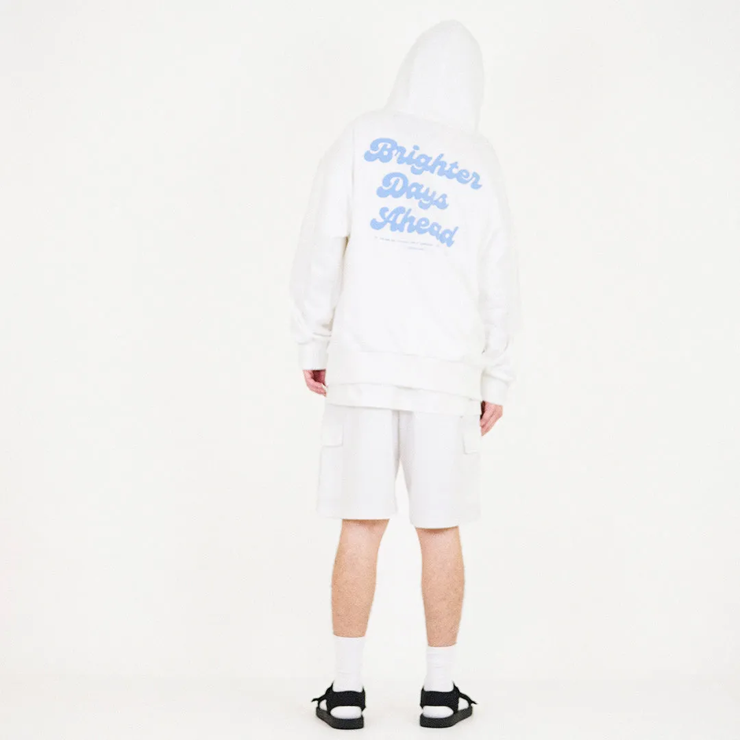 Men Printed Oversized Hoodie - Off White - SM2310146A