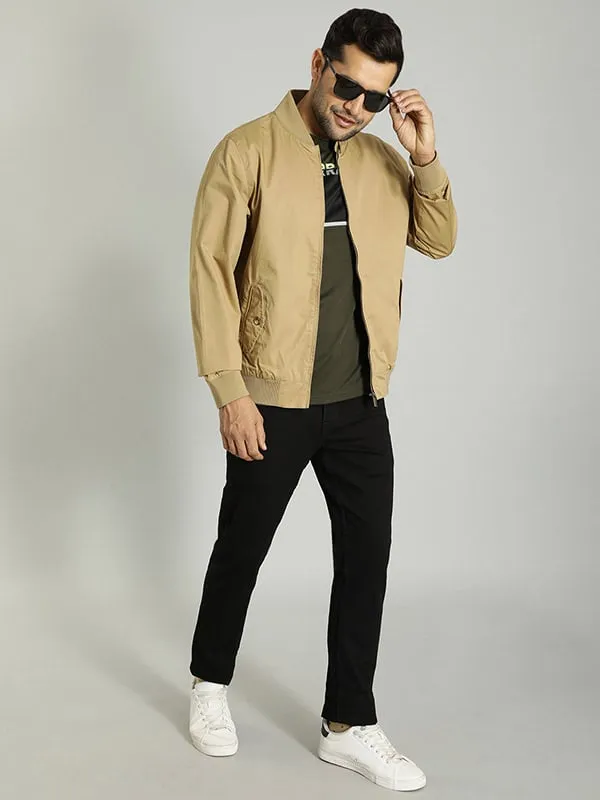 Men Solid Full Sleeve Bomber Jacket