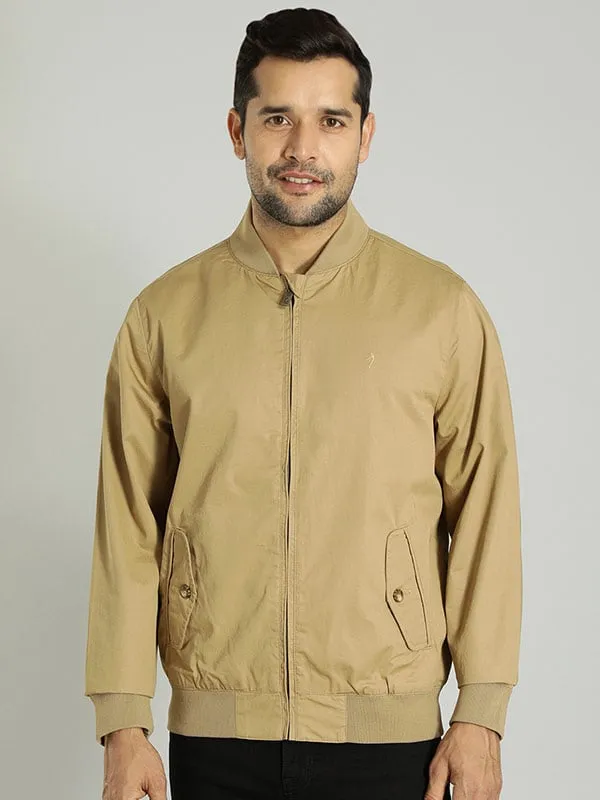 Men Solid Full Sleeve Bomber Jacket