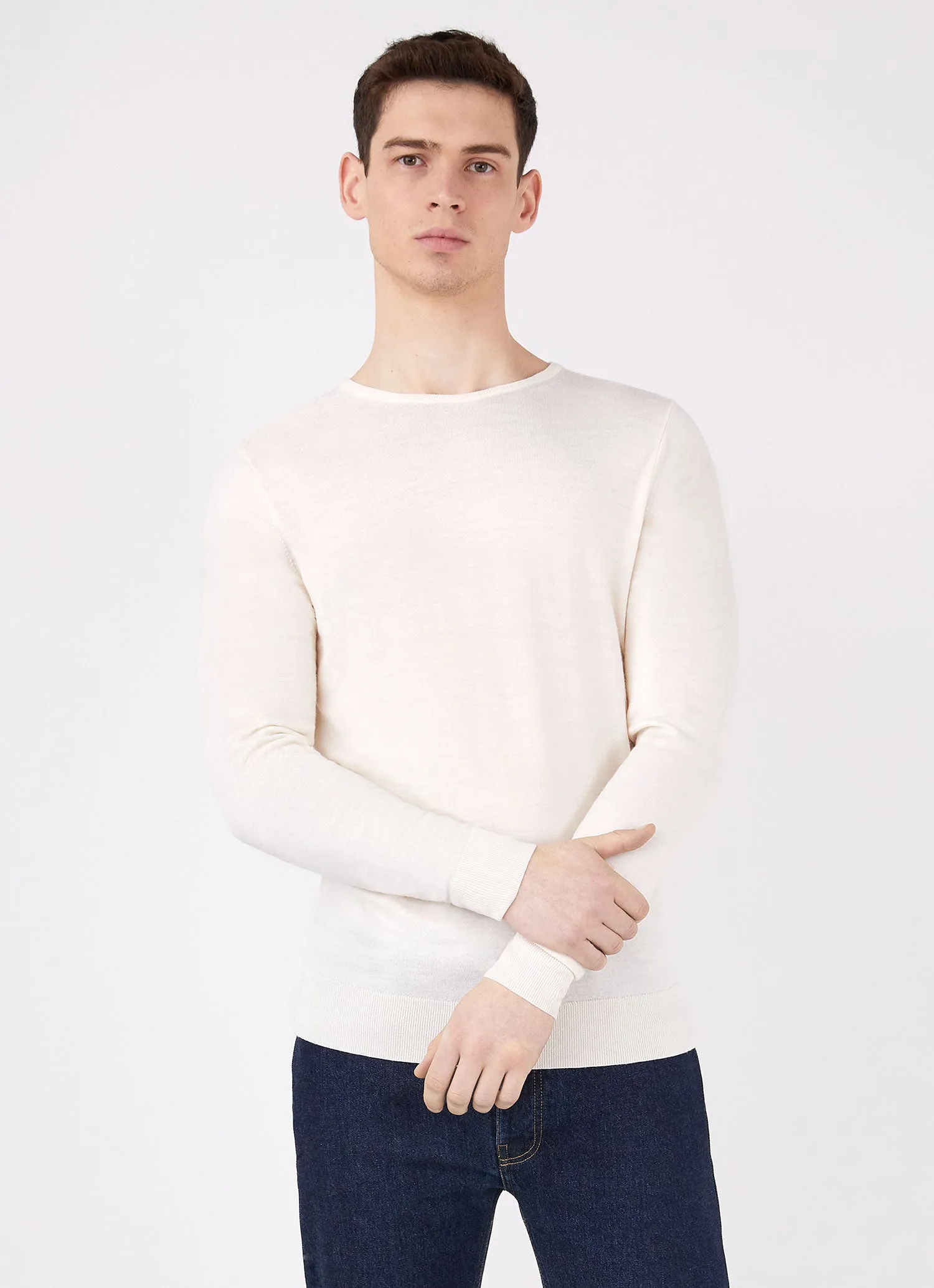 Men's Extra-Fine Merino Crew Neck in Archive White