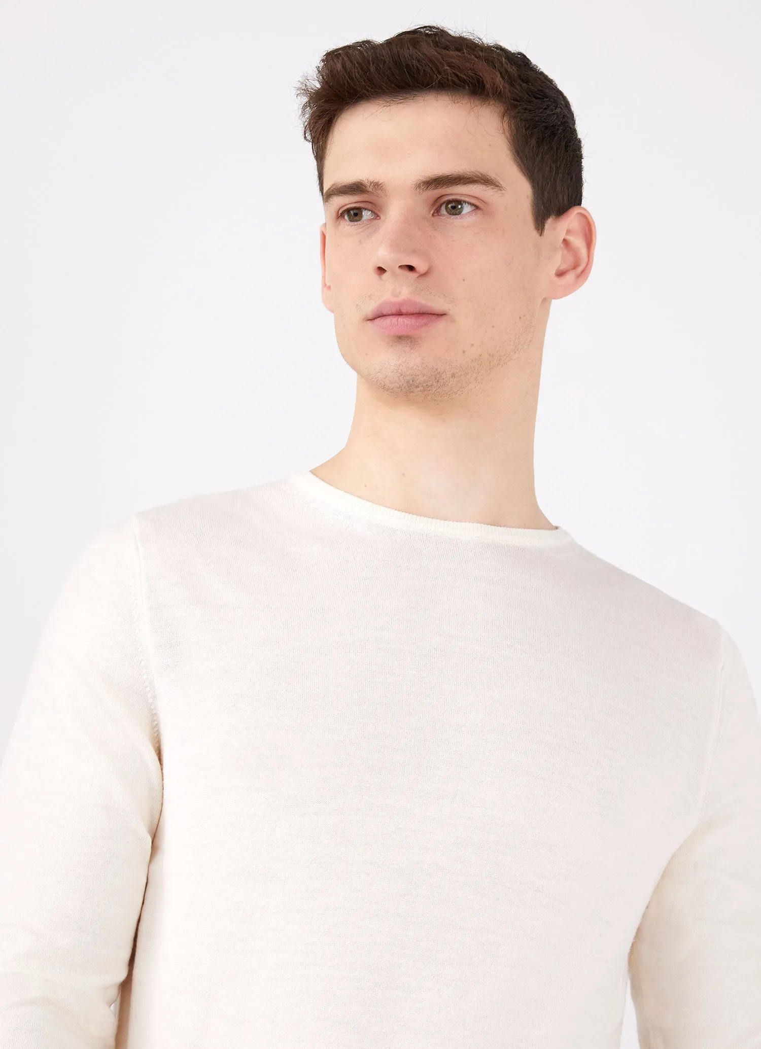 Men's Extra-Fine Merino Crew Neck in Archive White